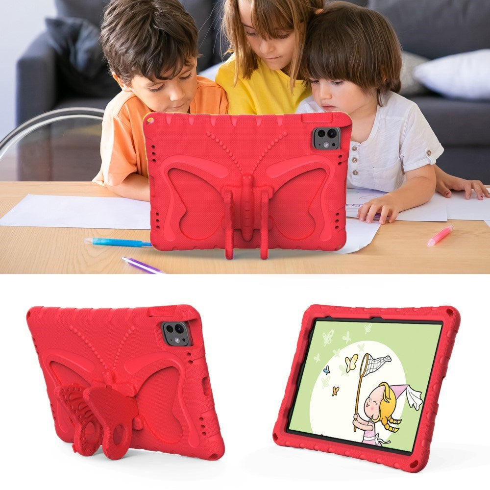 EIDERWOOD iPad Pro 11" (2024) Kids Case - Butterfly Kickstand Case - Red