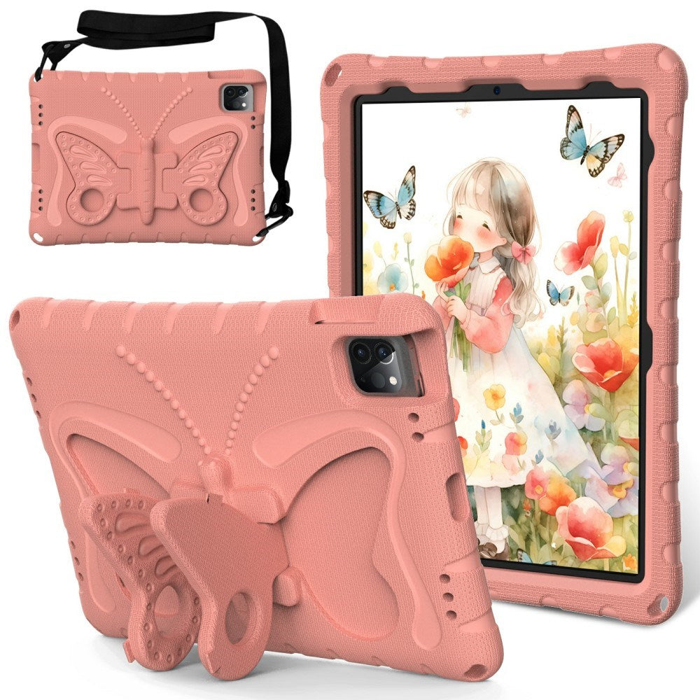 EIDERWOOD iPad Air / Pro 13" (2024) / Pro 12.9" (2022-2018) Kids Case - Butterfly Kickstand Case - Coral