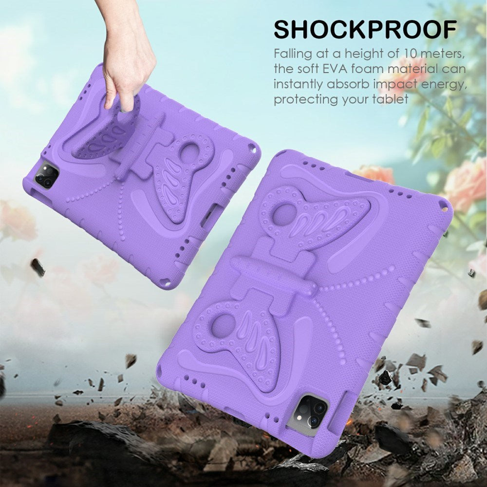 EIDERWOOD iPad Air / Pro 13" (2024) / Pro 12.9" (2022-2018) Kids Case - Butterfly Kickstand Case - Purple