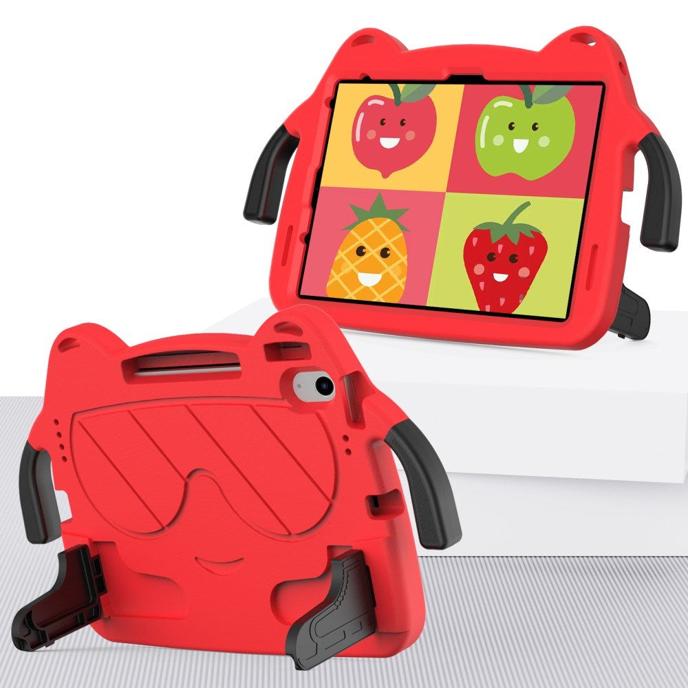 EIDERWOOD iPad Air 11" (2024) Kids Case - Smiley - Kickstand & Handle - Red