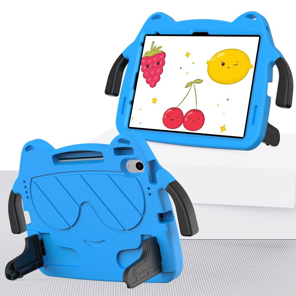 EIDERWOOD iPad Air 11" (2024) Kids Case - Smiley - Kickstand & Handle - Blue