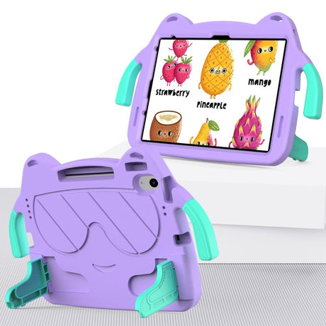 EIDERWOOD iPad Air 11" (2024) Kids Case - Smiley - Kickstand & Handle - Purple