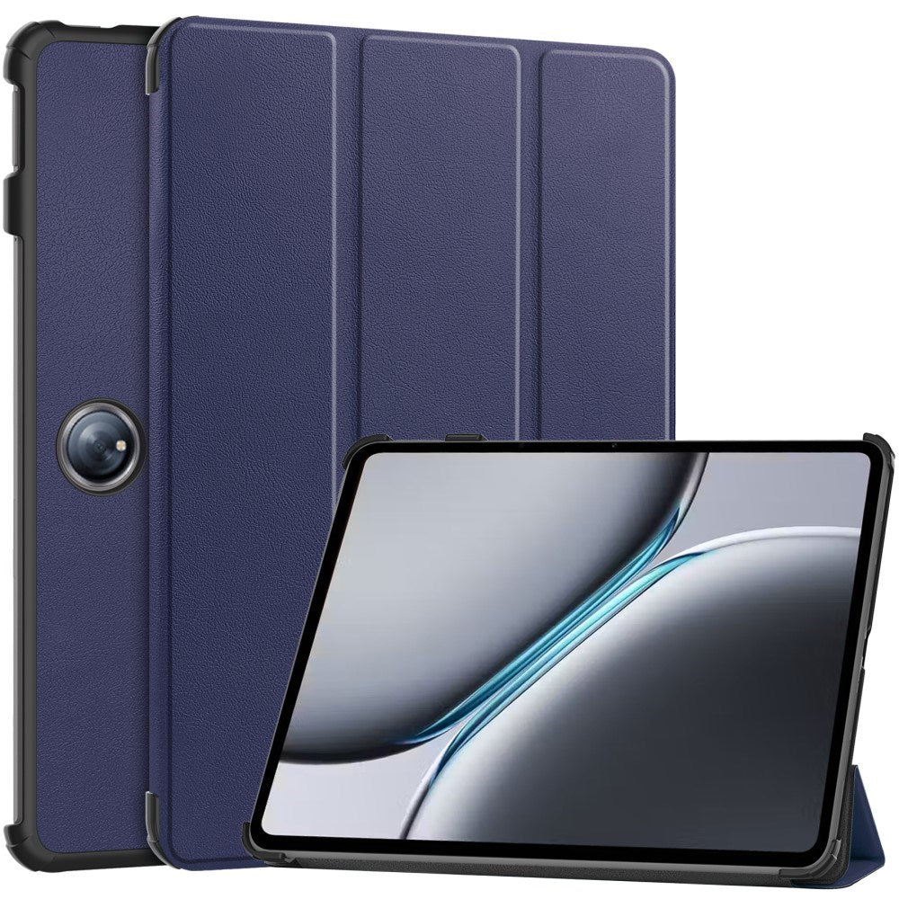 OnePlus Pad 2 Tri-Fold Leather Flip Case w. Wake Up/Sleep Function - Dark Blue