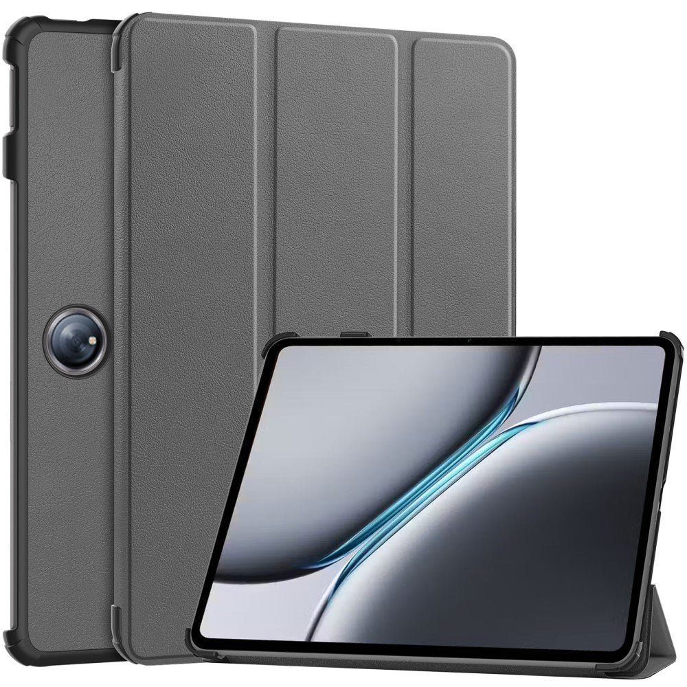 OnePlus Pad 2 Tri-Fold Leather Flip Case w. Wake Up/Sleep Function - Grey