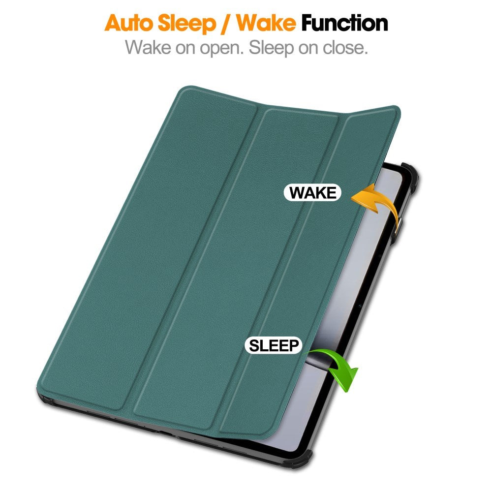 OnePlus Pad 2 Tri-Fold Leather Flip Case w. Wake Up/Sleep Function - Green