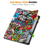 EIDERWOOD OnePlus Pad 2 Tri-Fold PU Flip Case with Sleep / Wake-up Function - Graffiti