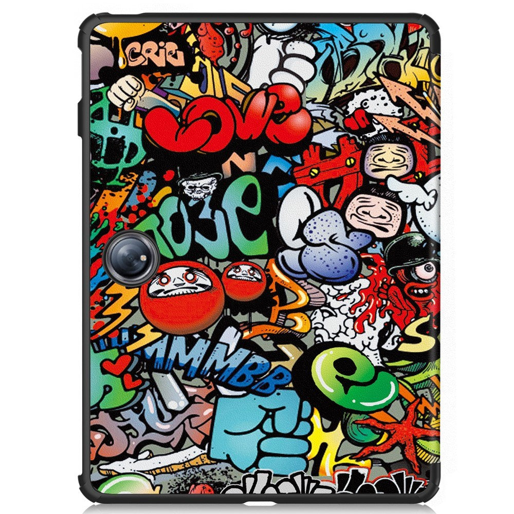 EIDERWOOD OnePlus Pad 2 Tri-Fold PU Flip Case with Sleep / Wake-up Function - Graffiti