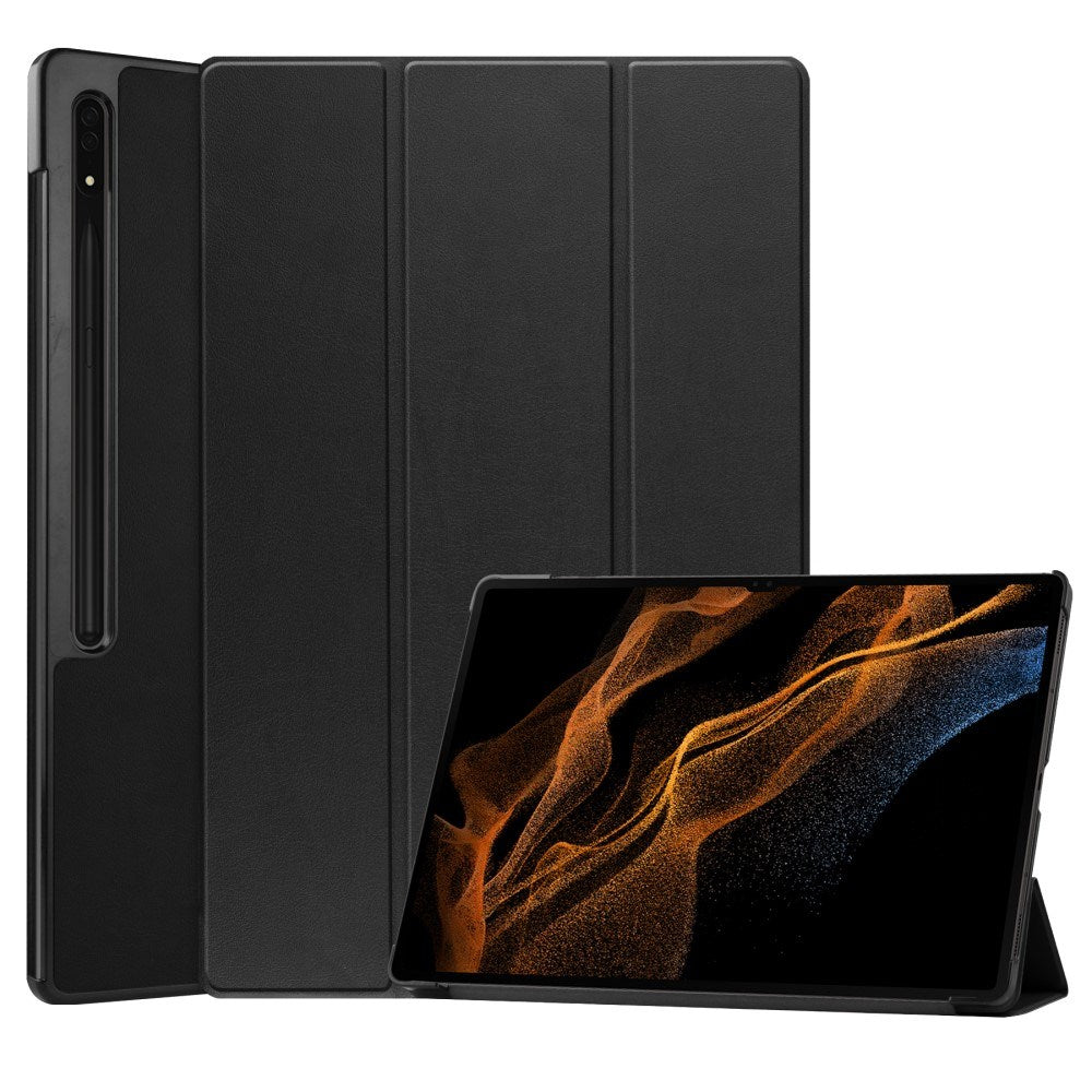 EIDERWOOD Samsung Galaxy Tab S10 Ultra Tri-Fold Leather Case with Stand - Black