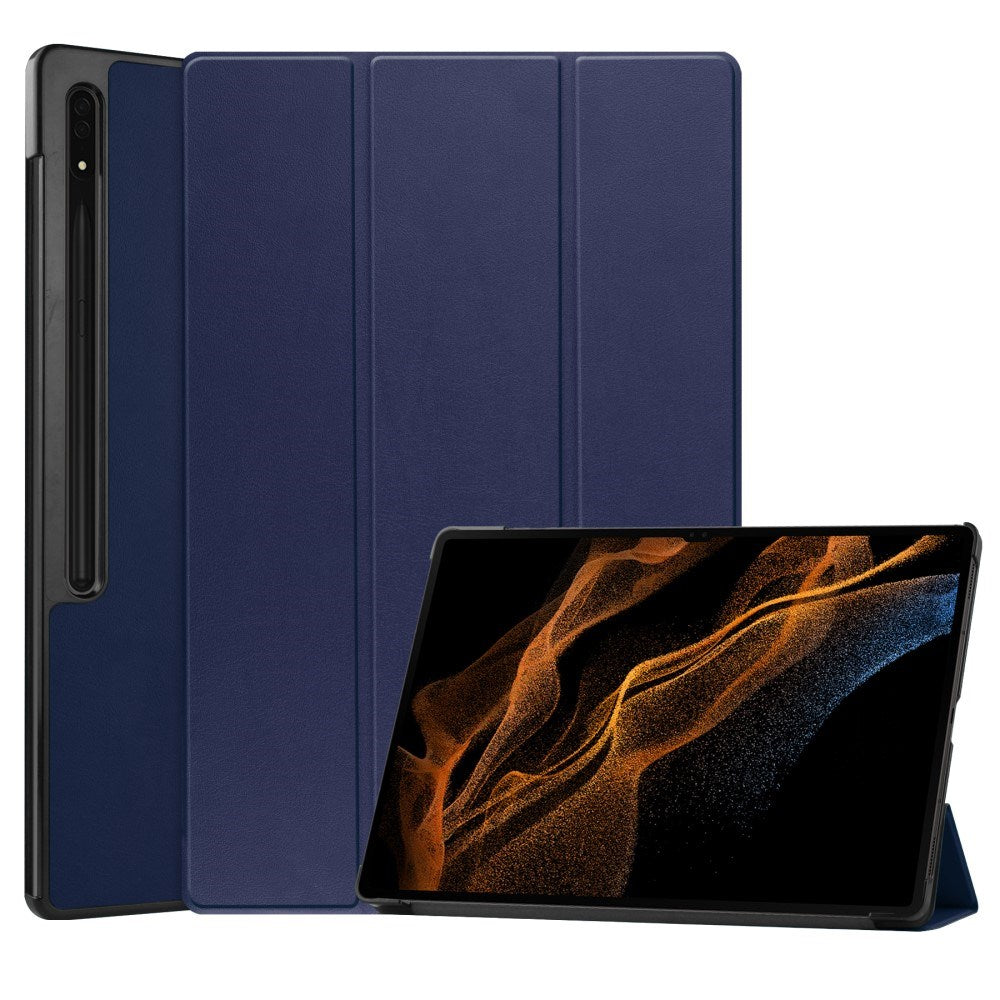 EIDERWOOD Samsung Galaxy Tab S10 Ultra Tri-Fold Leather Case with Stand - Blue