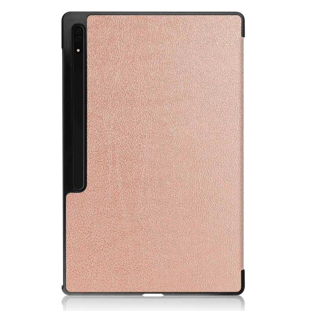 EIDERWOOD Samsung Galaxy Tab S10 Ultra Tri-Fold Leather Case with Stand - Rose Gold