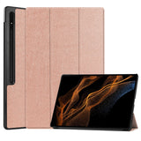 EIDERWOOD Samsung Galaxy Tab S10 Ultra Tri-Fold Leather Case with Stand - Rose Gold