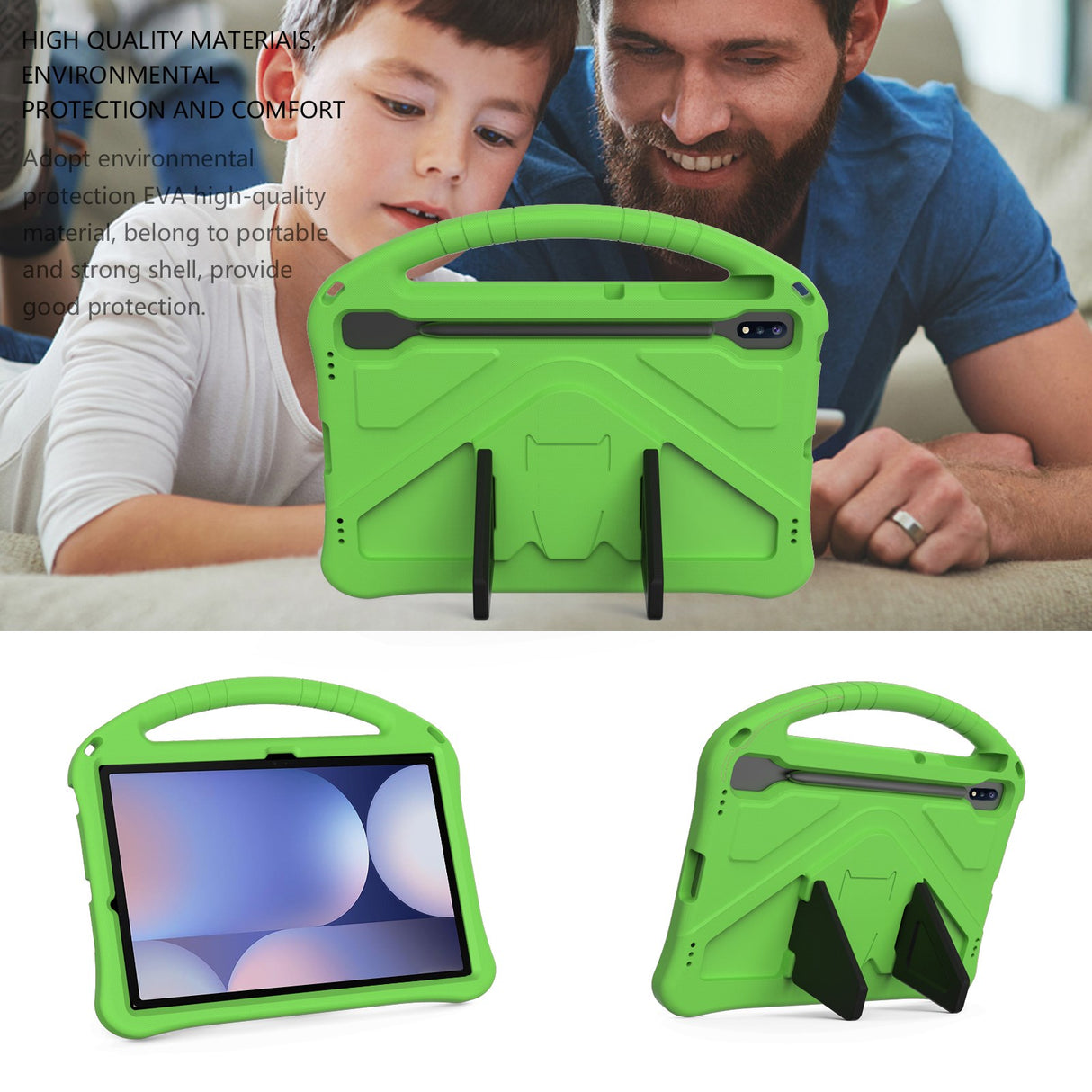 EIDERWOOD Samsung Galaxy Tab S10+ Kids Case with Kickstand - Green