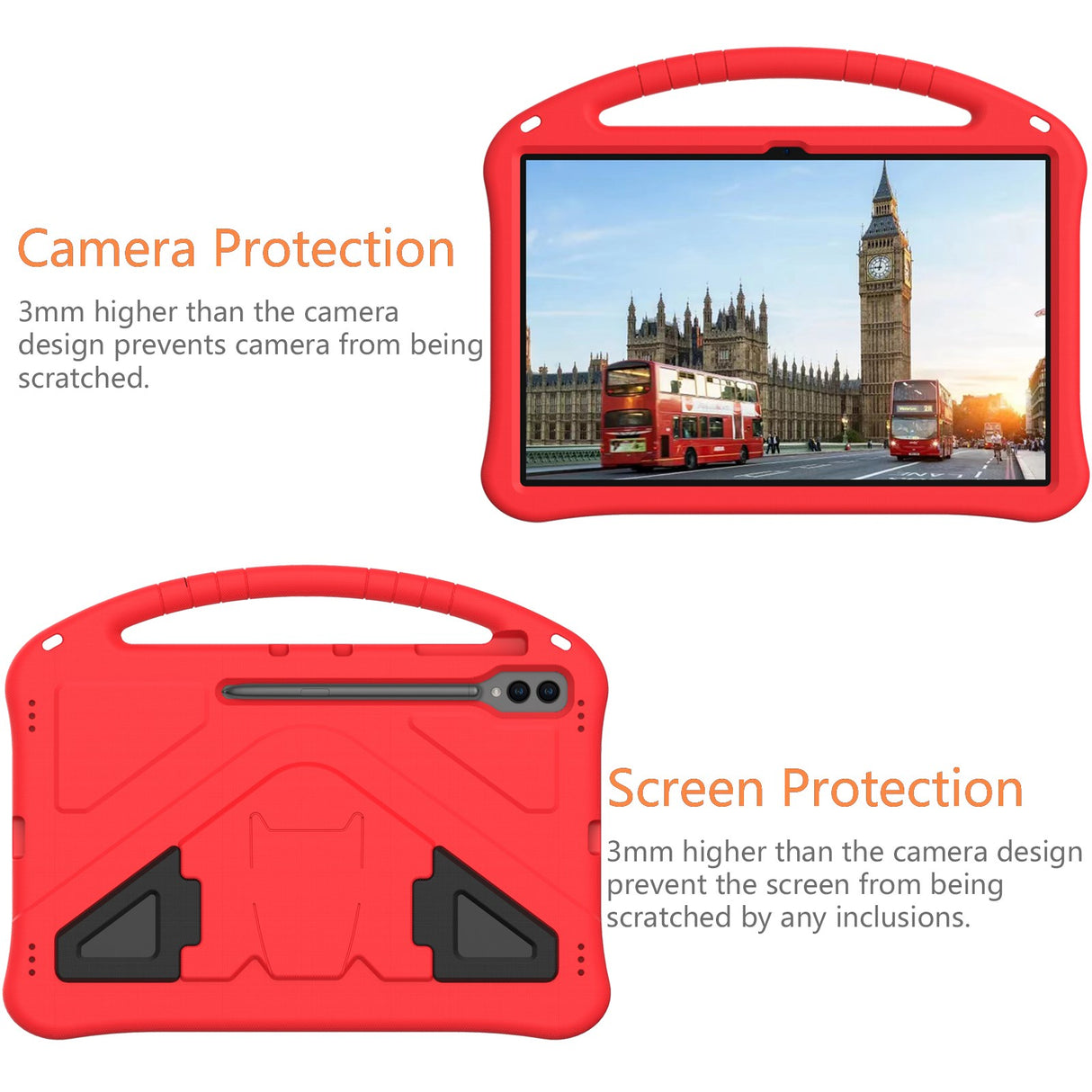 EIDERWOOD Samsung Galaxy Tab S10 Ultra Kids Case with Kickstand - Red