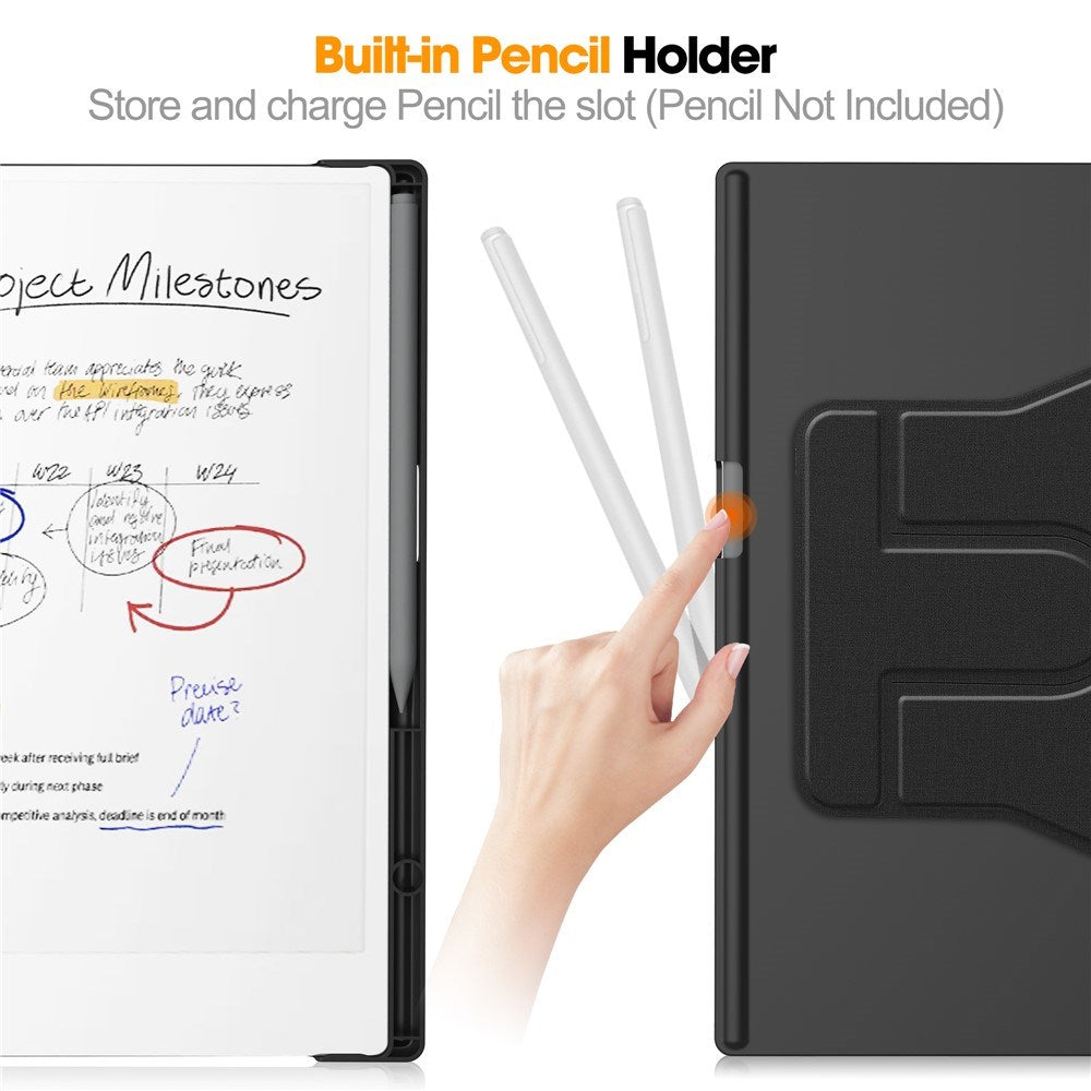 EIDERWOOD ReMarkable Paper Pro Faux Leather Plastic Case with Pen Holder - Black