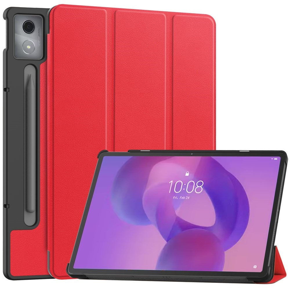 EIDERWOOD Lenovo IdeaTab Pro Faux Leather Flip Case with Stand Function & Pencil Holder - Red