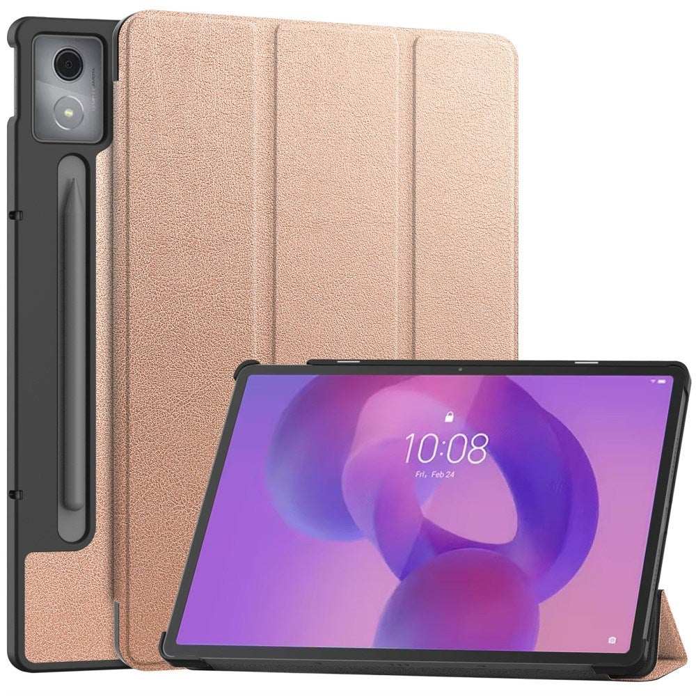 EIDERWOOD Lenovo IdeaTab Pro Faux Leather Flip Case with Stand Function & Pencil Holder - Rose Gold