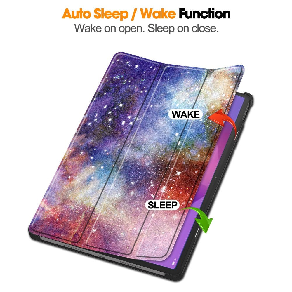 EIDERWOOD Lenovo IdeaTab Pro Tri-Fold Faux Leather Flip Case with Pattern - Galaxy
