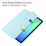 EIDERWOOD Samsung Galaxy Tab S10 Lite / S10 FE / S9 FE Flip Case - Stand Function & Stylus Pen Holder - Transparent / Light Blue