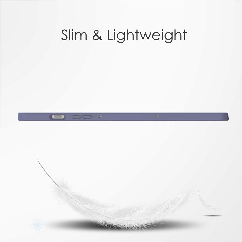 EIDERWOOD Samsung Galaxy Tab S10 Lite / S10 FE / S9 FE Flip Case - Stand Function & Stylus Pen Holder - Transparent / Gray Purple