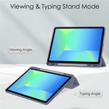 EIDERWOOD Samsung Galaxy Tab S10 Lite / S10 FE / S9 FE Flip Case - Stand Function & Stylus Pen Holder - Transparent / Gray Purple