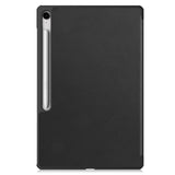 EIDERWOOD Samsung Galaxy Tab S10 FE+ (Plus) Faux Leather Flip Case with Stand Function & Pencil Holder - Black