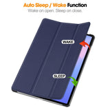 EIDERWOOD Samsung Galaxy Tab S10 FE+ (Plus) Faux Leather Flip Case with Stand Function & Pencil Holder - Blue