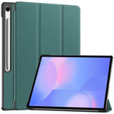 EIDERWOOD Samsung Galaxy Tab S10 FE+ (Plus) Faux Leather Flip Case with Stand Function & Pencil Holder - Green