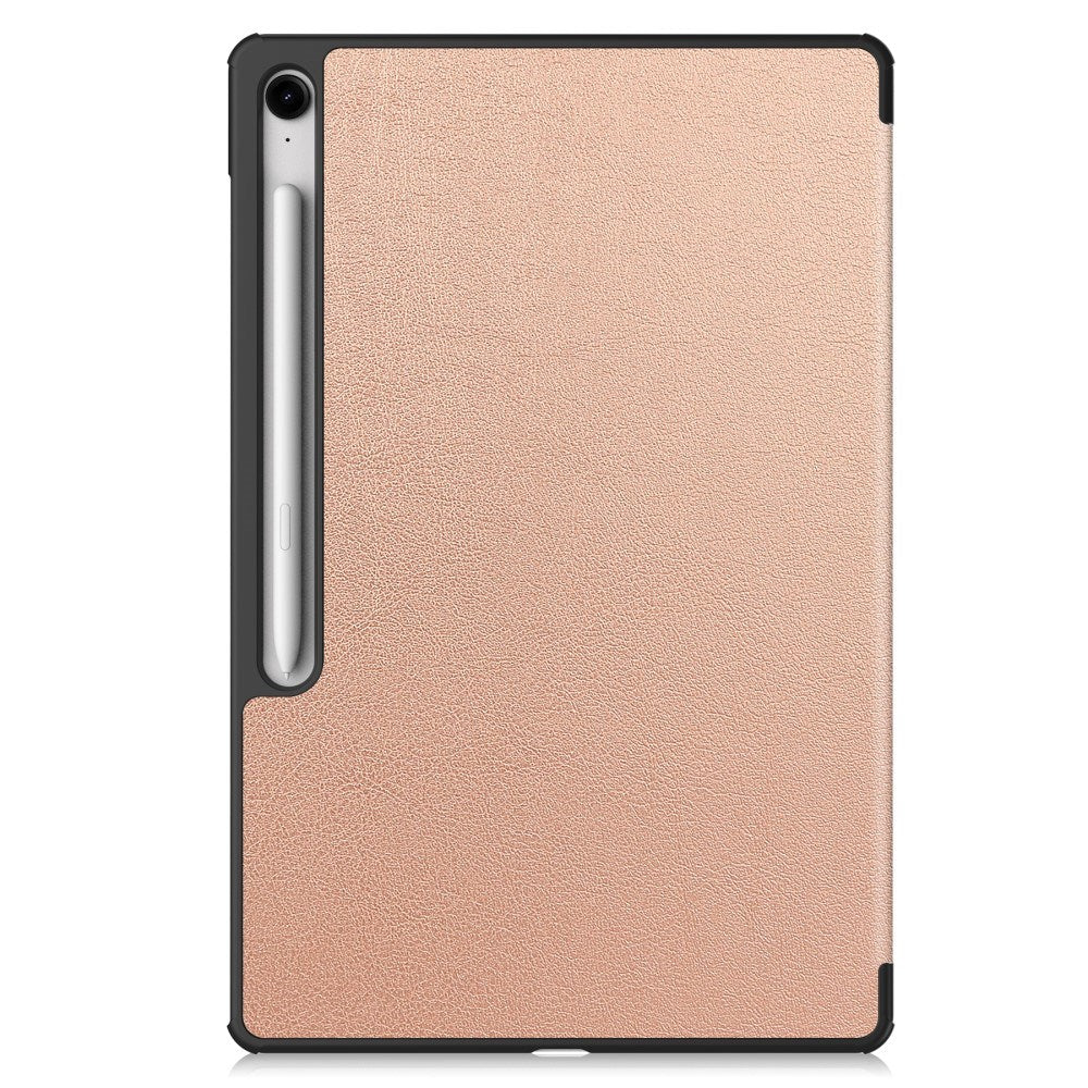 EIDERWOOD Samsung Galaxy Tab S10 FE+ (Plus) Faux Leather Flip Case with Stand Function & Pencil Holder - Rose Gold