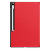EIDERWOOD Samsung Galaxy Tab S10 FE+ (Plus) Faux Leather Flip Case with Stand Function & Pencil Holder - Red