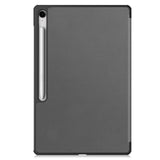 EIDERWOOD Samsung Galaxy Tab S10 FE+ (Plus) Faux Leather Flip Case with Stand Function & Pencil Holder - Grey