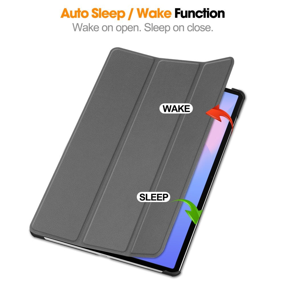 EIDERWOOD Samsung Galaxy Tab S10 FE+ (Plus) Faux Leather Flip Case with Stand Function & Pencil Holder - Grey