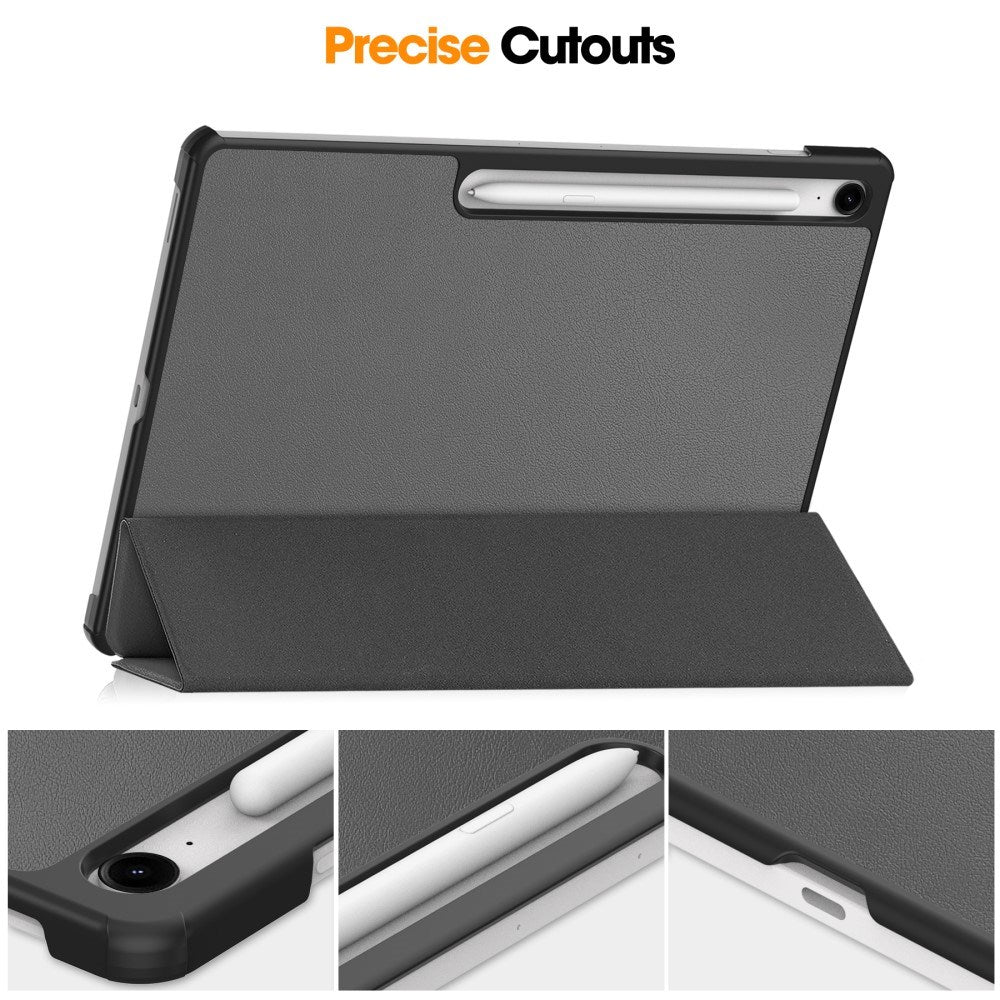 EIDERWOOD Samsung Galaxy Tab S10 FE+ (Plus) Faux Leather Flip Case with Stand Function & Pencil Holder - Grey
