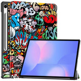 EIDERWOOD Samsung Galaxy Tab S10 FE+ (Plus) Tri-Fold Faux Leather Flip Case with Pattern - Graffiti