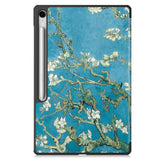EIDERWOOD Samsung Galaxy Tab S10 FE+ (Plus) Tri-Fold Faux Leather Flip Case with Pattern - Flower