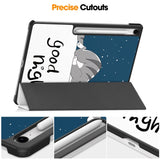 EIDERWOOD Samsung Galaxy Tab S10 FE+ (Plus) Tri-Fold Faux Leather Flip Case with Pattern - Cat