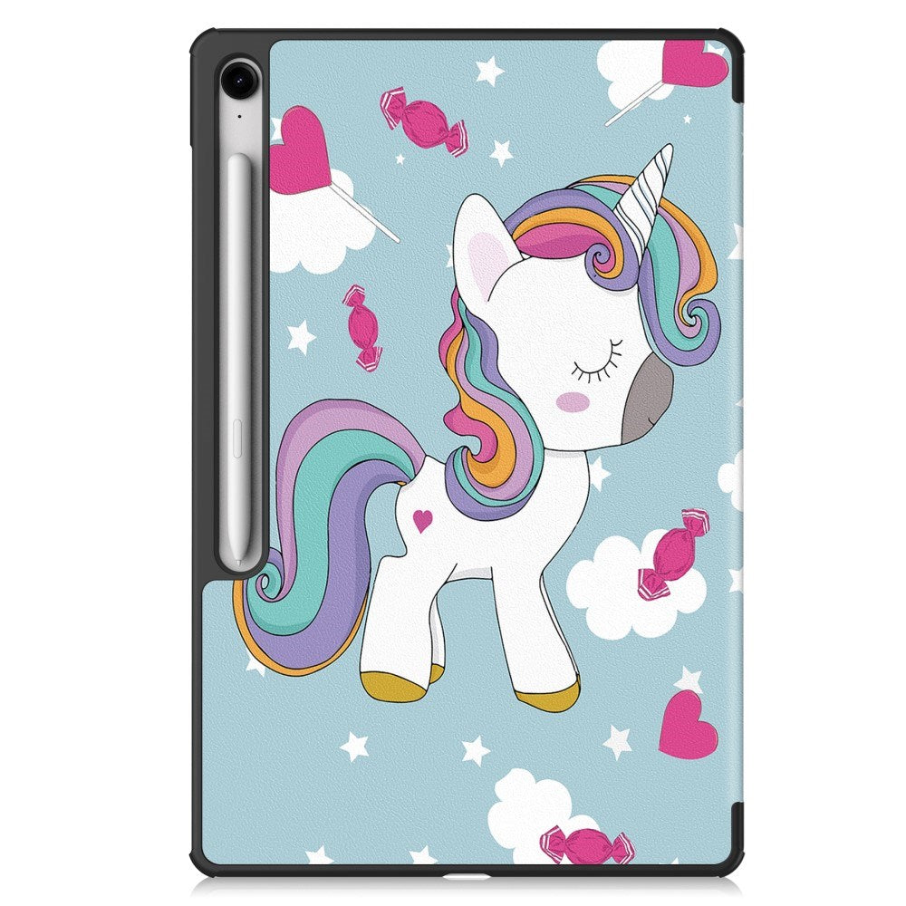 EIDERWOOD Samsung Galaxy Tab S10 FE+ (Plus) Tri-Fold Faux Leather Flip Case with Pattern - Unicorn
