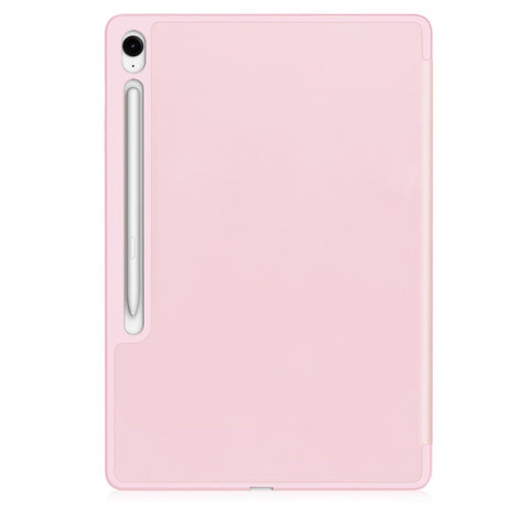 EIDERWOOD Samsung Galaxy Tab S10 FE+ (Plus) Tri-Fold Faux Leather Flip Case with Stylus Pen Holder - Pink