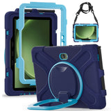 Samsung Galaxy Tab Active5 Pro / Active4 Pro EIDERWOOD Hybrid Plastic Kids Case w. Kickstand & Strap - Blue