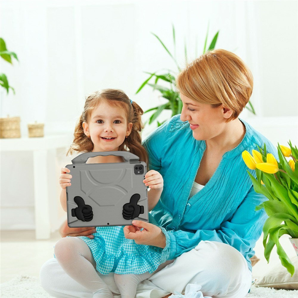 EIDERWOOD iPad Pro 12.9" (2022 / 2021 / 2020 / 2018) / Air 13" (2025 / 2024) / Pro 13" (2025 / 2024) Kids Case with Thumb Kickstand - Grey