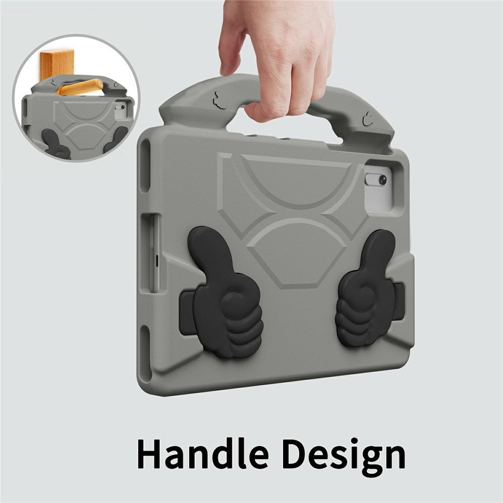 EIDERWOOD Xiaomi Redmi Pad 2 / SE / 6 / 5 / Lenovo Tab M11 / Samsung Galaxy Tab S10 FE / S9 FE / S9 / S8 / S7 Kids Case with Thumb Kickstand - Grey