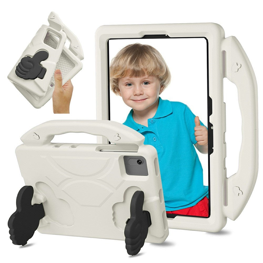 EIDERWOOD Xiaomi Redmi Pad 2 / SE / 6 / 5 / Lenovo Tab M11 / Samsung Galaxy Tab S10 FE / S9 FE / S9 / S8 / S7 Kids Case with Thumb Kickstand - White
