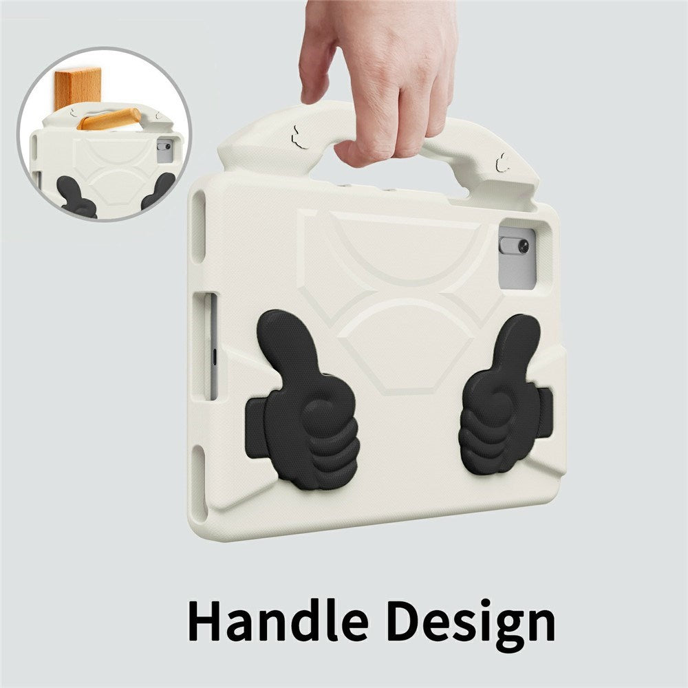 EIDERWOOD Xiaomi Redmi Pad 2 / SE / 6 / 5 / Lenovo Tab M11 / Samsung Galaxy Tab S10 FE / S9 FE / S9 / S8 / S7 Kids Case with Thumb Kickstand - White