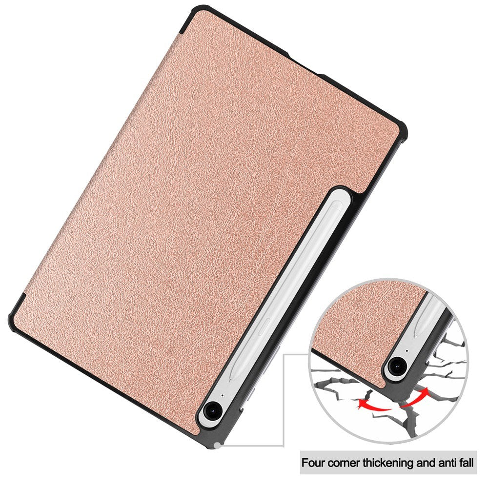 EIDERWOOD Samsung Galaxy Tab S11 / S10 Lite Tri-Fold Faux Leather Flip Case - Rose Gold