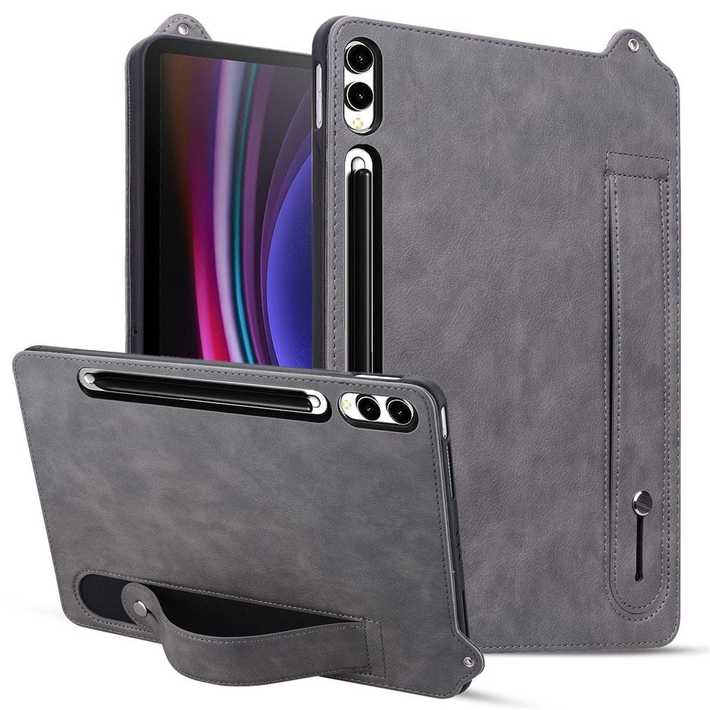 EIDERWOOD Samsung Galaxy Tab S11 Ultra Hard Plastic Faux Leather Coated Case with Handle - Grey