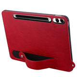 EIDERWOOD Samsung Galaxy Tab S11 Ultra Hard Plastic Faux Leather Coated Case with Handle - Red