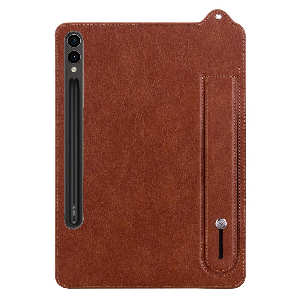 EIDERWOOD Samsung Galaxy Tab S11 Ultra Hard Plastic Faux Leather Coated Case with Handle - Brown