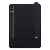 EIDERWOOD Samsung Galaxy Tab S11 Ultra Hard Plastic Faux Leather Coated Case with Handle - Black