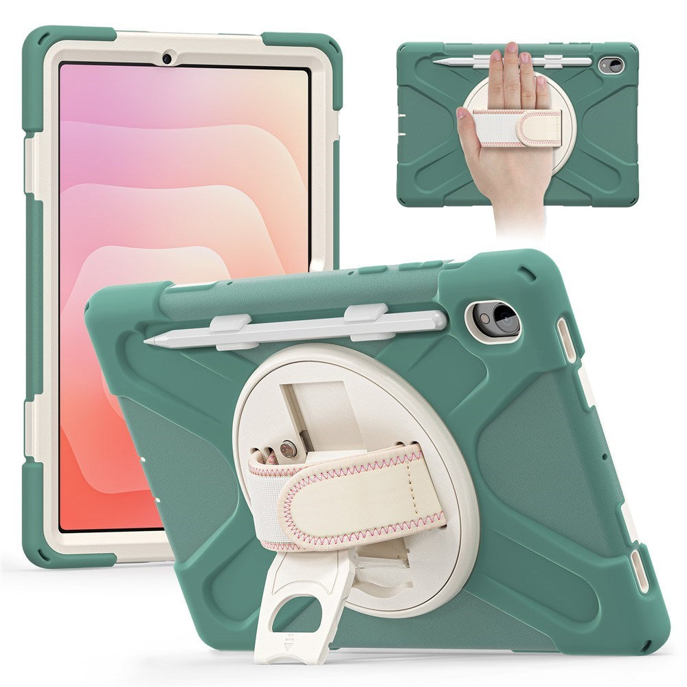 EIDERWOOD Samsung Galaxy Tab S11 Shockproof Case with 360 Degree Rotatable Kickstand & Velcro Strap - Green