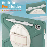 EIDERWOOD Samsung Galaxy Tab S11 Shockproof Case with 360 Degree Rotatable Kickstand & Velcro Strap - Green