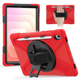 EIDERWOOD Samsung Galaxy Tab S11 Shockproof Case with 360 Degree Rotatable Kickstand & Velcro Strap - Red